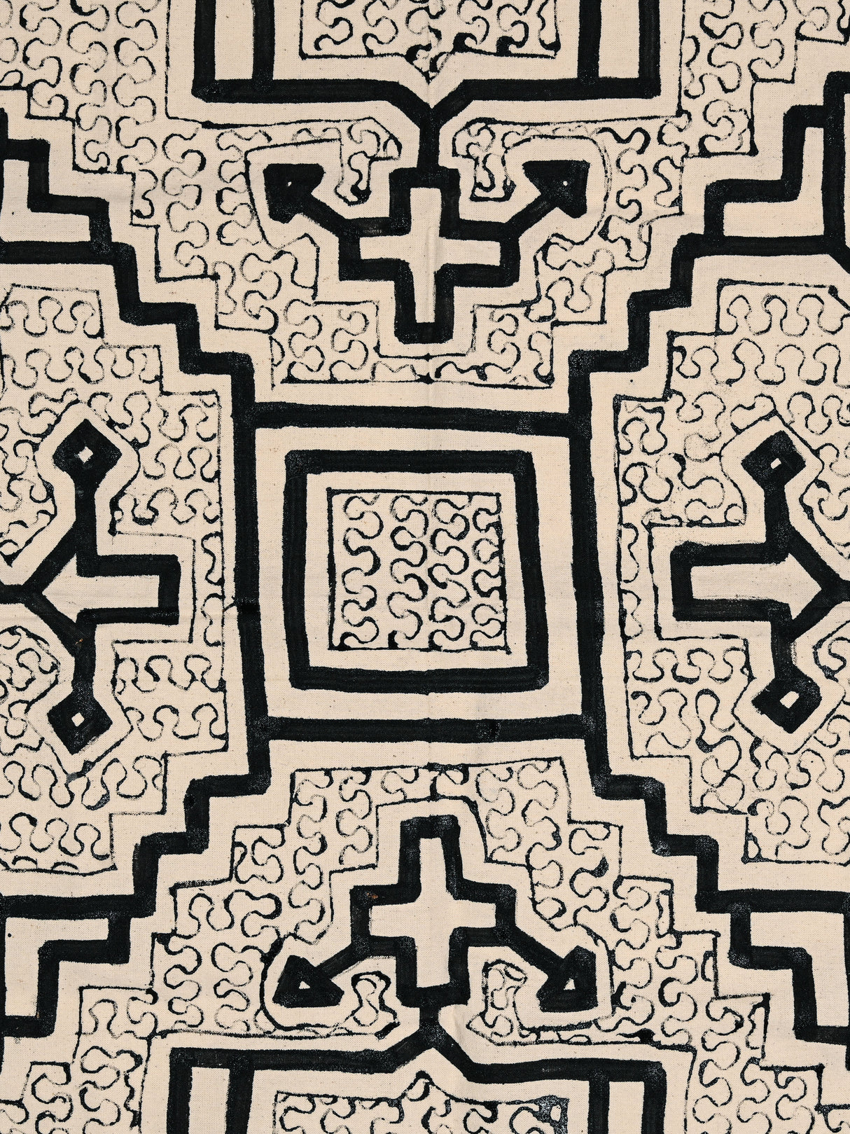 Shipibo Painted Cloth - White-Black 2 | tx0245
