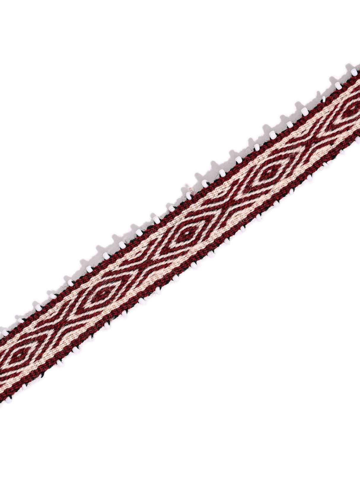Watana Tie w/Beaded Trim - Berry-Cream 2 | tx0307-Berry-Cream