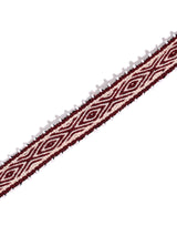 Watana Tie w/Beaded Trim - Berry-Cream 2 | tx0307-Berry-Cream