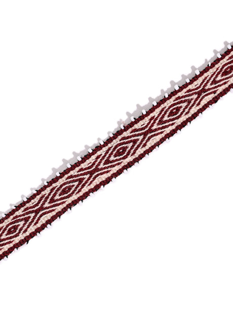 Watana Tie w/Beaded Trim - Berry-Cream 2 | tx0307-Berry-Cream