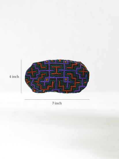 Shipibo Embroidered Cube Zipper Pouch Dimension | txb0239-awaken