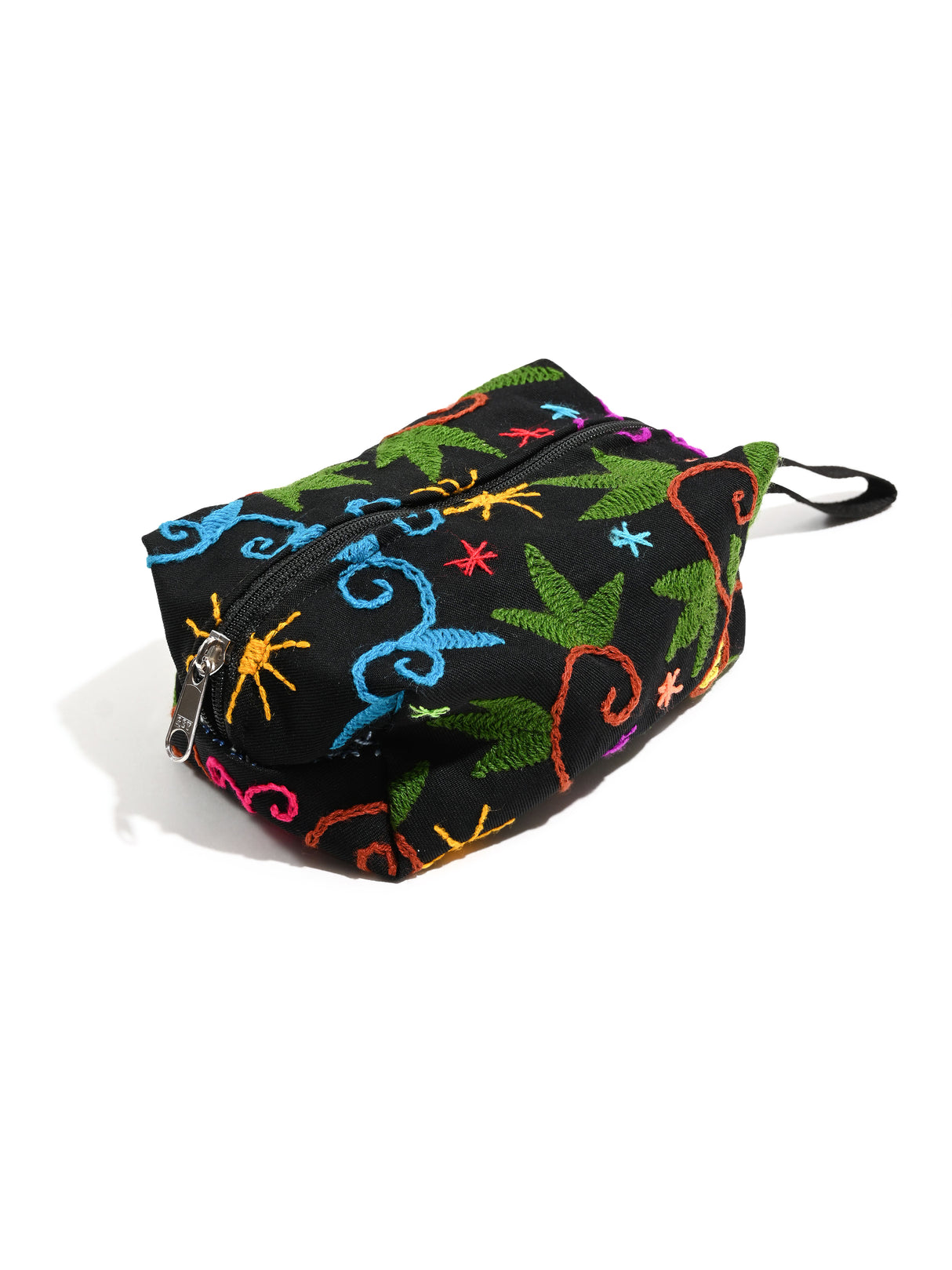 Shipibo Embroidered Cube Zipper Pouch 1 | txb0239-jungle