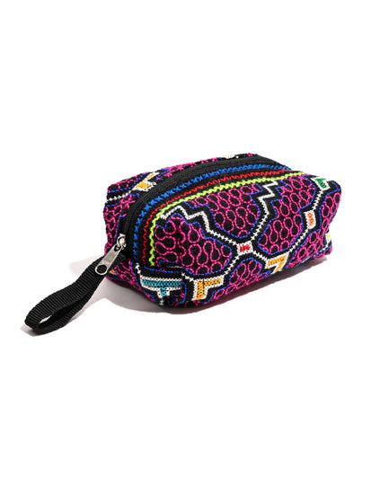 Shipibo Embroidered Cube Zipper Pouch 1 | txb0239-turtle back