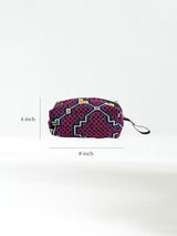 Shipibo Embroidered Cube Zipper Pouch Dimension | txb0239-turtle back