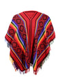 Peruvian Traditional Wool Blend Poncho - Red/Black/Rainbow | txp0082