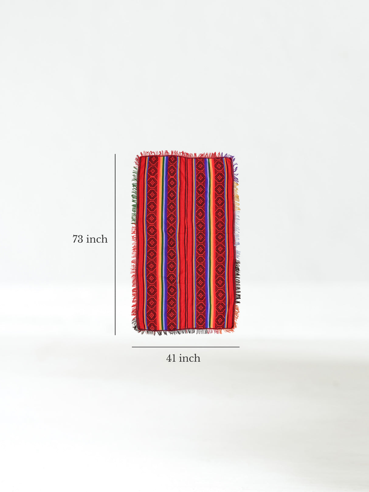 Peruvian Traditional Wool Blend Poncho - Red/Black/Rainbow Dimension | txp0082