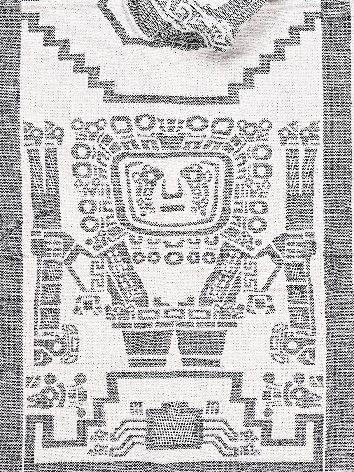 Hooded Artisan Andean Poncho - Puno 1 | txp0105-White-Black
