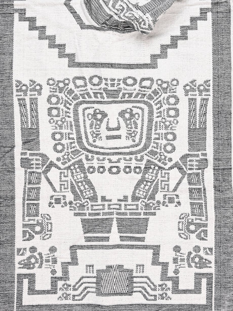 Hooded Artisan Andean Poncho - Puno 1 | txp0105-White-Black