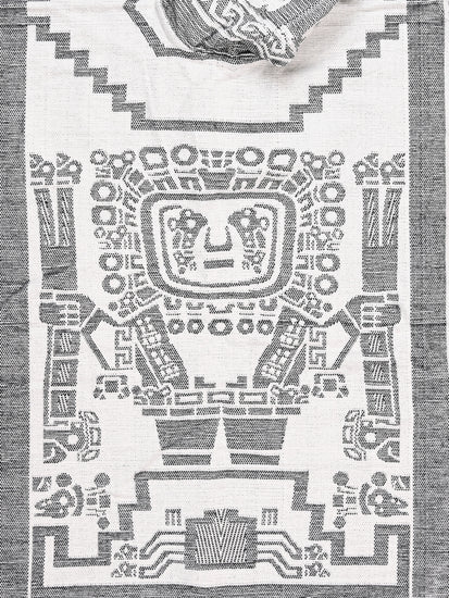 Hooded Artisan Andean Poncho - Puno 1 | txp0105-White-Black