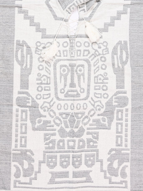 Hooded Artisan Andean Poncho - Puno 1 | txp0105-White-Gray