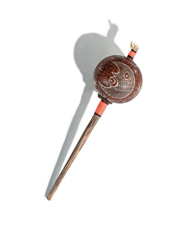 Peruvian Amazon Gourd Rattle - Moon/Sun