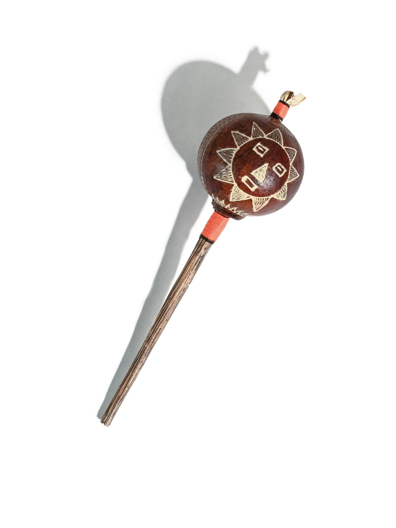 Peruvian Amazon Gourd Rattle - Moon/Sun