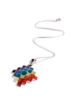 Peruvian Shell and Stone Inlay Chakana Pendant - 950 Sterling Silver