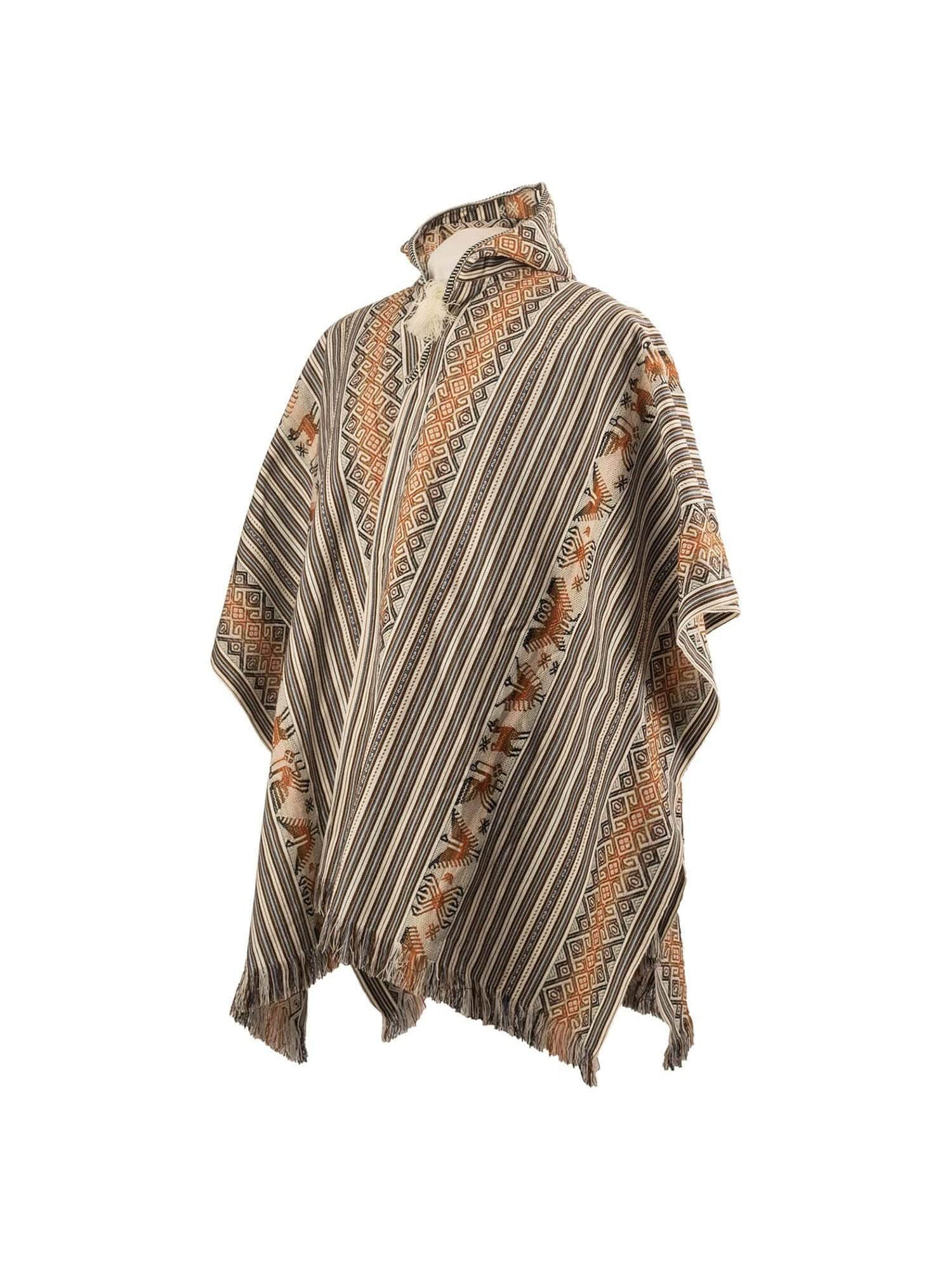 Allpa Hooded Peruvian Poncho - Cream - Shamans Market