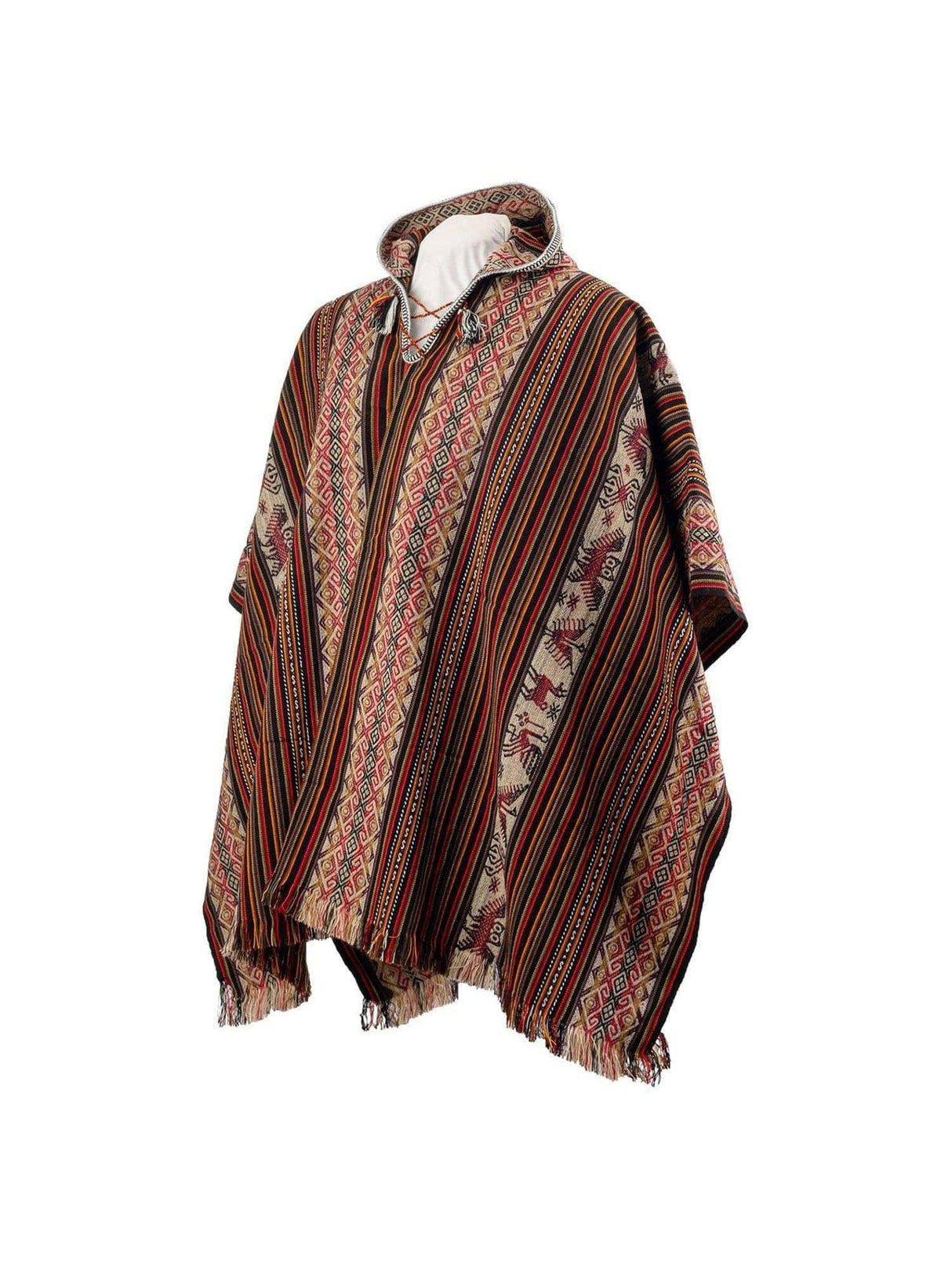 Alpaca Blend Ponchos Allpa Hooded Peruvian Poncho - Night