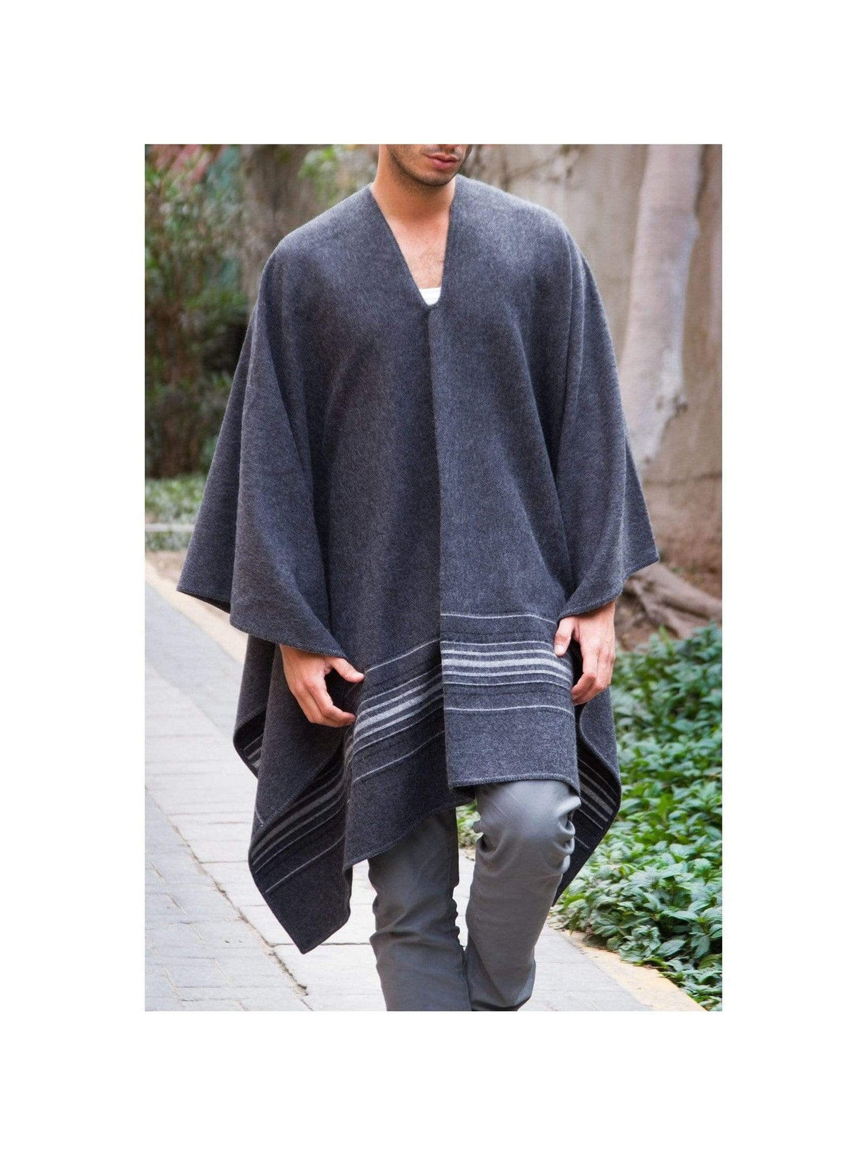 Alpaca Blend Poncho- Gray Nazca - txp0081