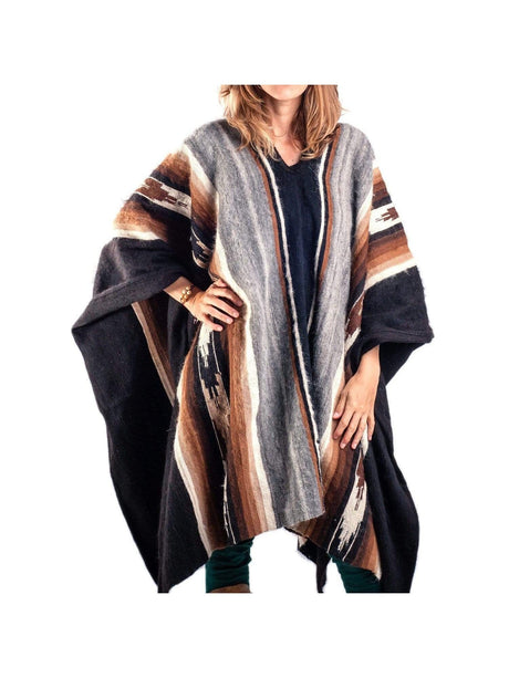 Alpaca Blend Ponchos Alpaca Wool Poncho - Hualhuas Night