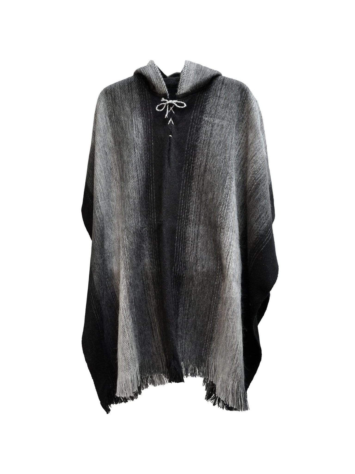 Bolivian "Chacaltaya" Poncho With Hood | txp0121-Black-Large | txp0121-Black-XL