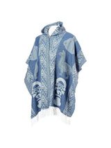 Alpaca Blend Ponchos Dark Blue Hooded Peruvian Poncho - Urubamba