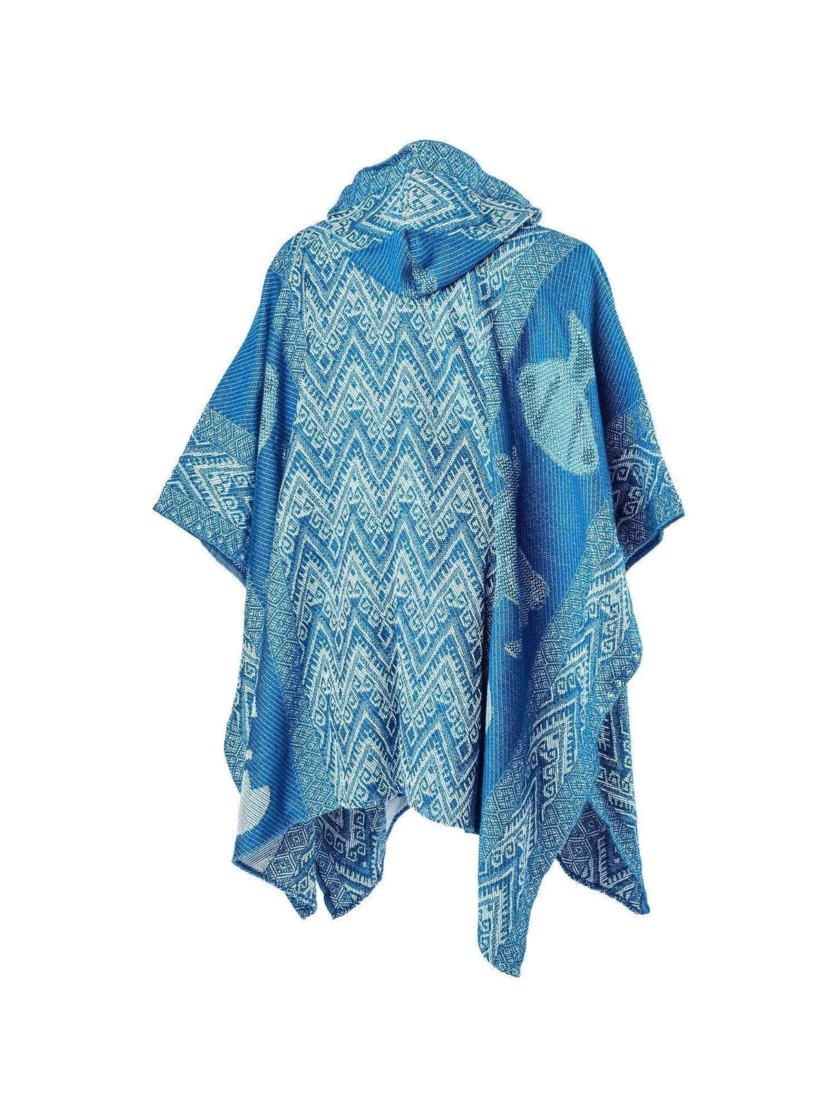 Alpaca Blend Ponchos Hooded Peruvian Poncho - Urubamba | txp0149-Turquoise