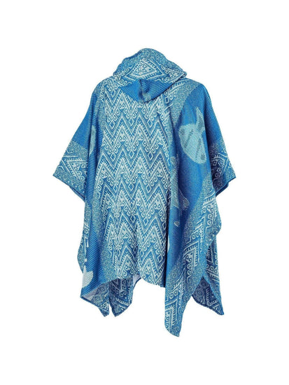 Alpaca Blend Ponchos Hooded Peruvian Poncho - Urubamba | txp0149-Turquoise