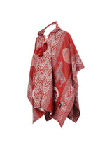 Alpaca Blend Ponchos Red Orange Hooded Peruvian Poncho - Urubamba