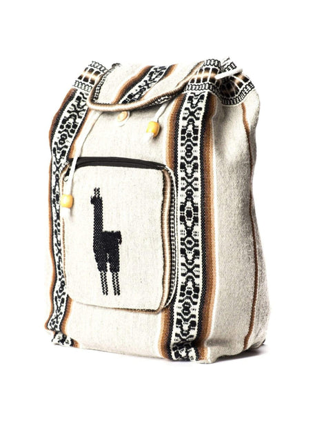 Backpacks Brown Stripe Peruvian Wool Backpack w/ Llama Pocket