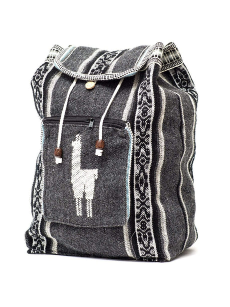 Backpacks Light Charcoal Peruvian Wool Backpack w/ Llama Pocket