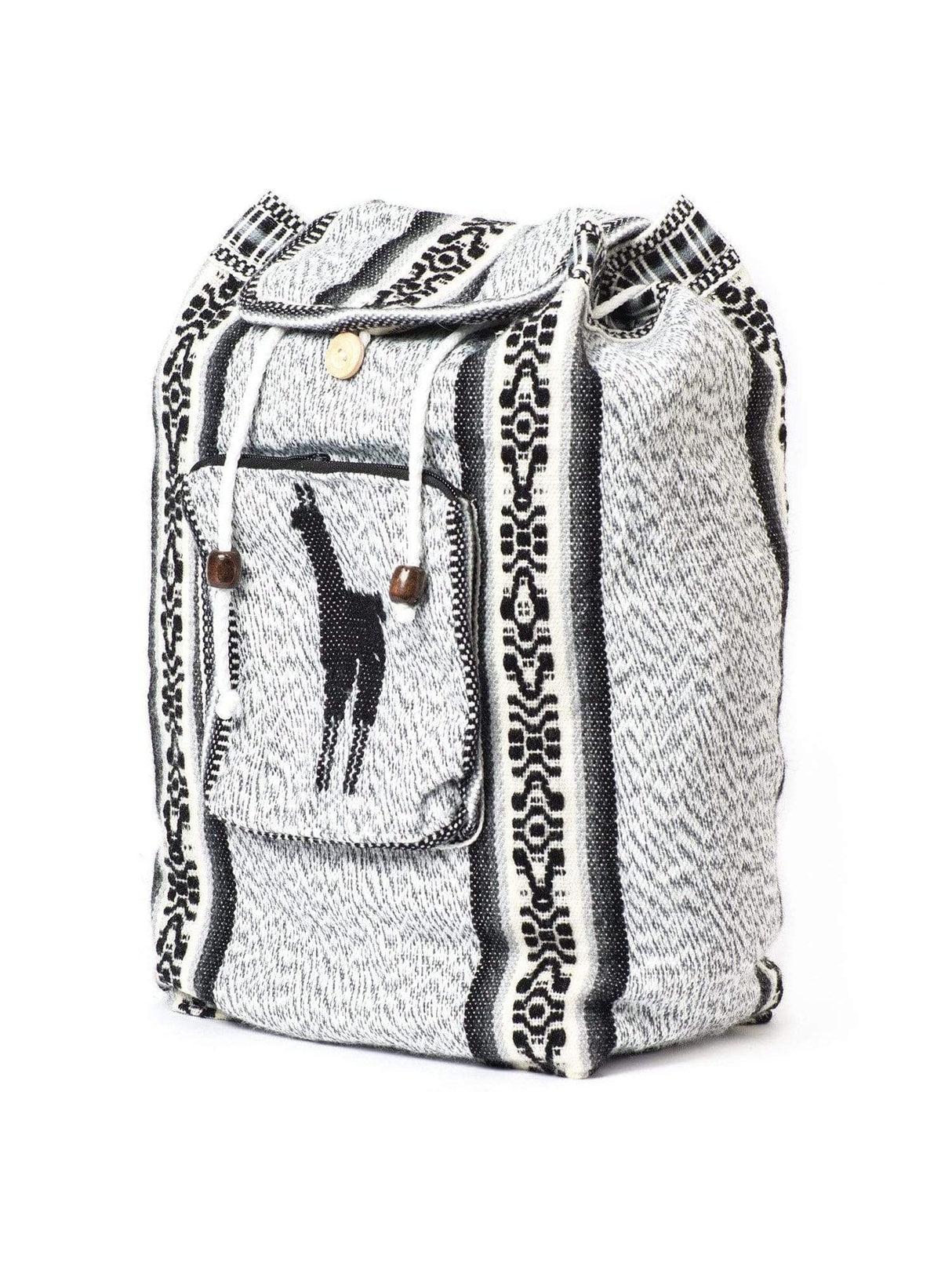 Backpacks Light Grey Peruvian Wool Backpack w/ Llama Pocket