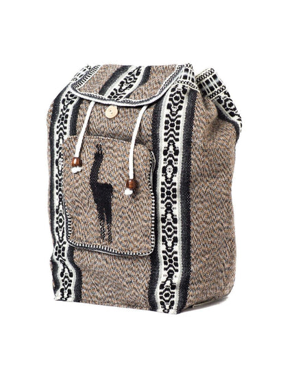 Backpacks Silver Grey Peruvian Wool Backpack w/ Llama Pocket