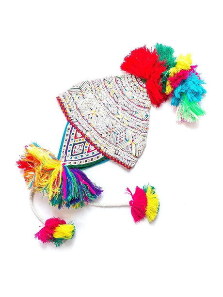 Beaded Ceremonial Ch'ullo Red Q'ero Andean Ch'ullo Cap - Beaded, Ceremonial