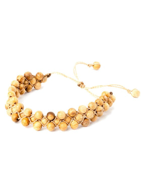 Bracelets Small / Neutral Shipibo Palo Santo Bead Bracelet - Adjustable