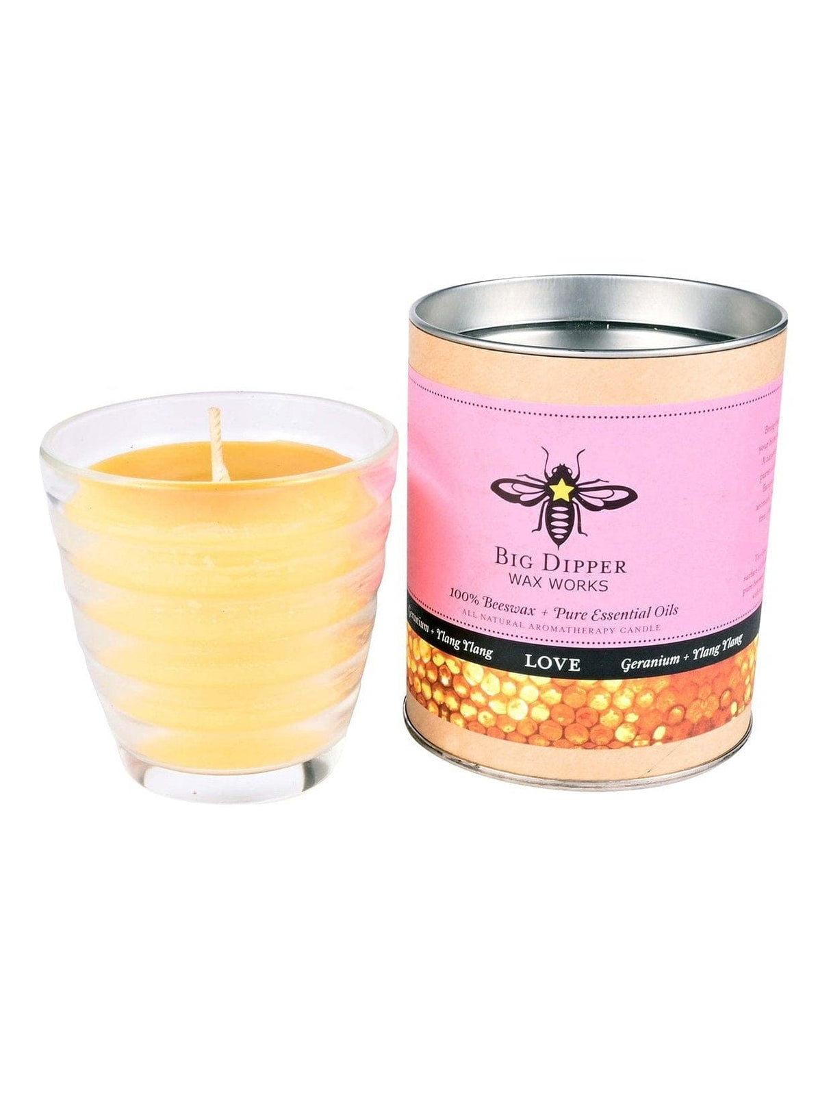 Candles Love Pure Beeswax Beehive Glass