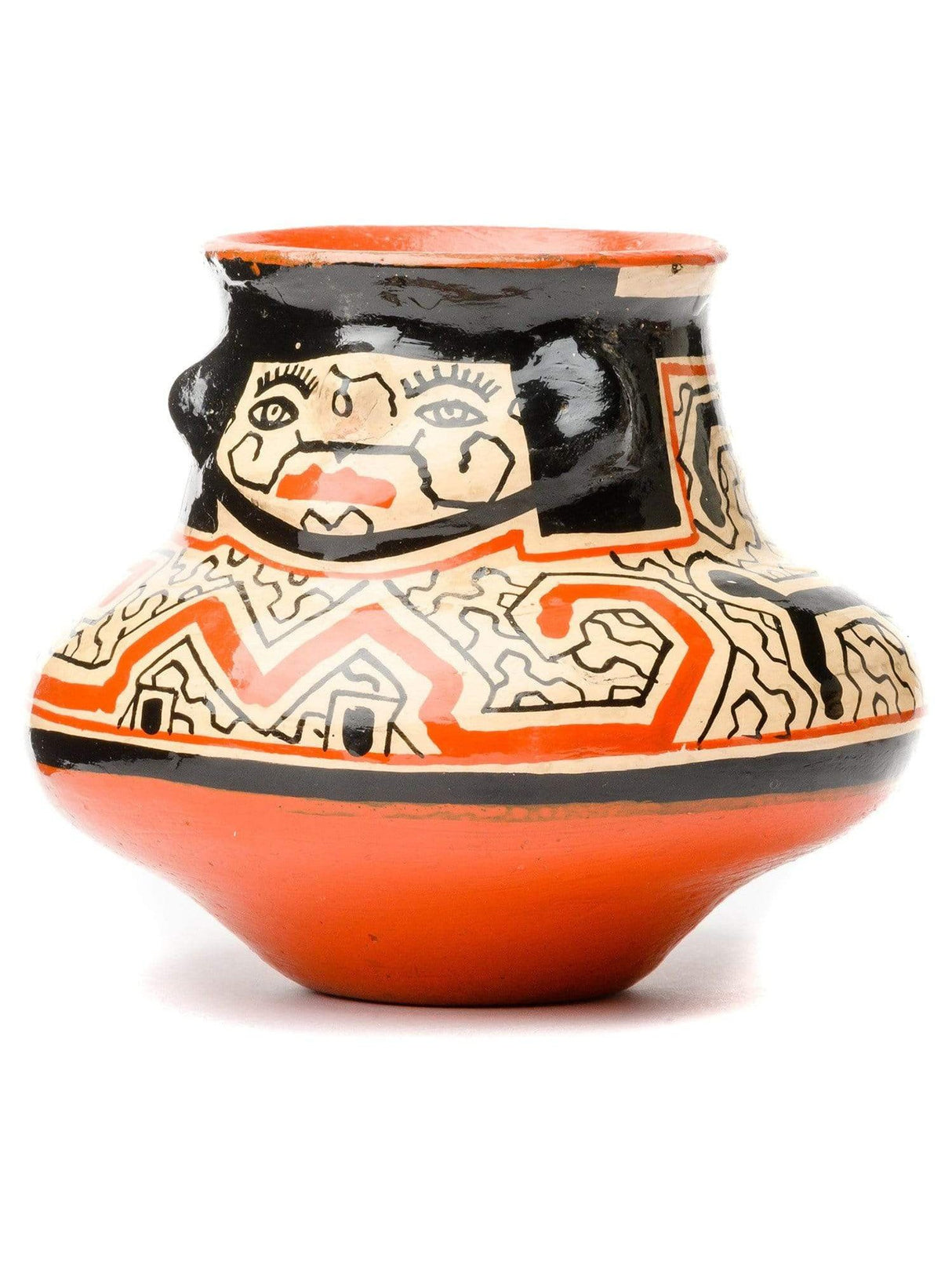 Ceramic Bowl Black Shipibo Amazon Jungle Ceramic Effigy Vessel
