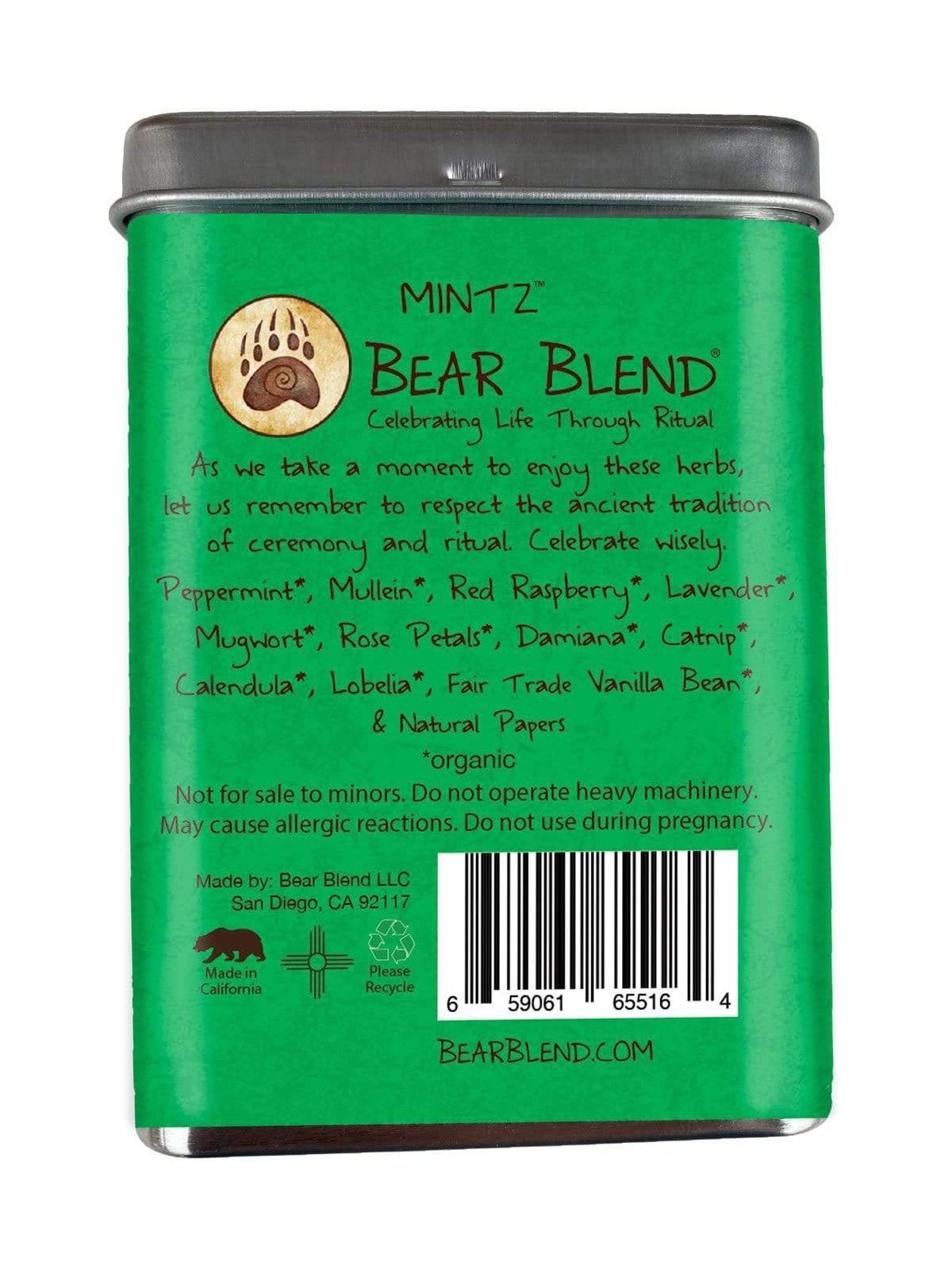 Ceremonial Smoke Bear Blend Organic Smoke Blend - Mintz | so004-Rolliez