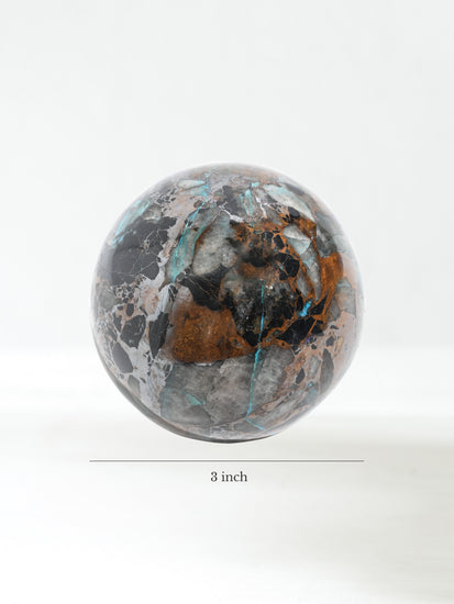 Black Tourmaline with Chrysocolla Sphere | Cg87