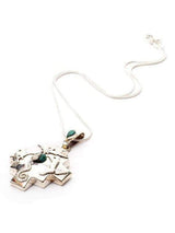 Chakana Necklaces Peruvian Sterling Silver Chakana Four Directions Pendant Necklace - Chrysocolla