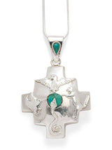 Chakana Necklaces Version One Peruvian Sterling Silver Chakana Four Directions Pendant Necklace - Chrysocolla