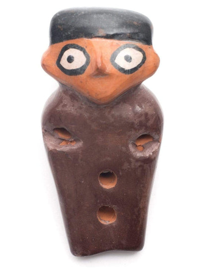 Clay Whistles Nazca Man Ocarina Biphonic Whistle - Pre Inca Replica