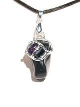 Protection Black Tourmaline Gem Drop Pendant Polished Tourmaline 2 | js28-AG15