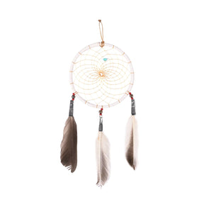 4" Turquoise Stone Dreamcatcher | si0374-White-Red