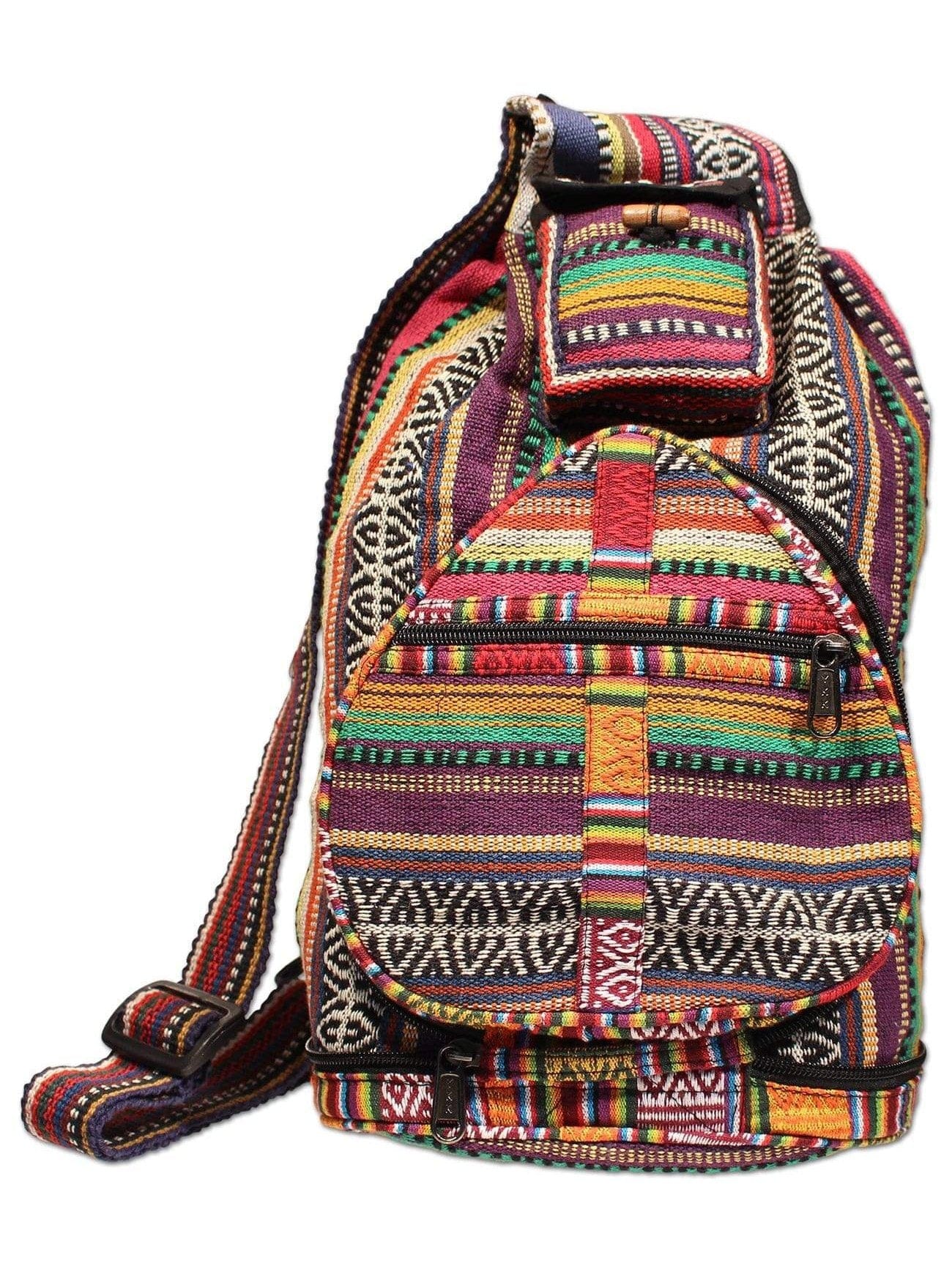 Nepalese Backpack Mushroom Print Hemp Mini Backpack - Nepalese Handmade Bag  main image 3