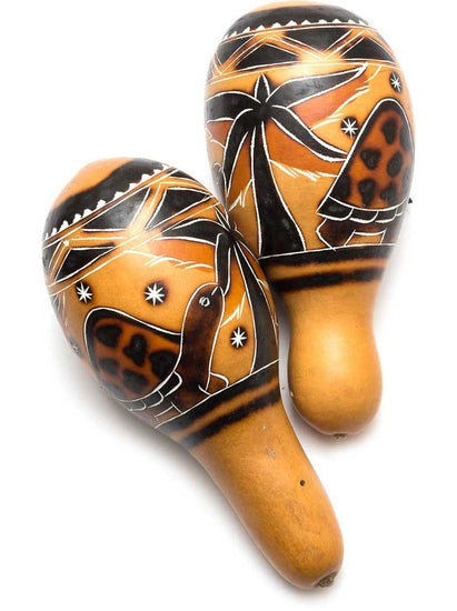 Gourd Rattles Peruvian Carved Gourd Rattle- Large