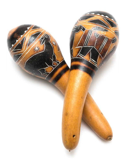 Peruvian Carved Gourd Rattle Medium mm82-007M Shamans Market