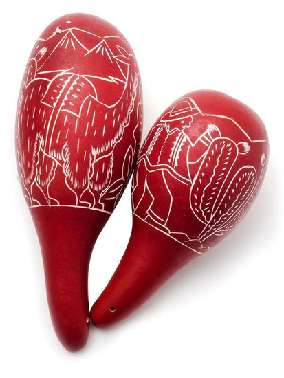 Gourd Rattles Red Llama Peruvian Amazon Colorful Gourd Rattle - Short