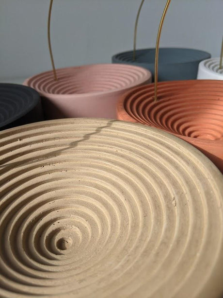 Concentric Bands Concrete Incense Burner | ib87-Sand