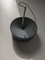 Concentric Bands Concrete Incense Burner | ib87-Black