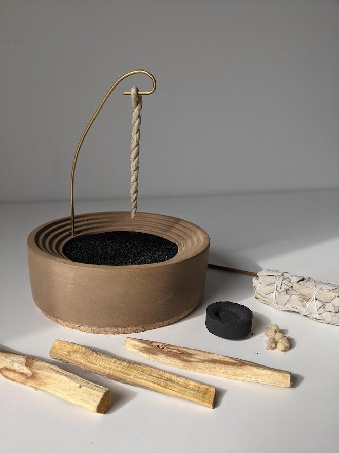 Concentric Bands Concrete Incense Burner | ib87-Sand
