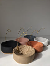 Concentric Bands Concrete Incense Burner | ib87-white