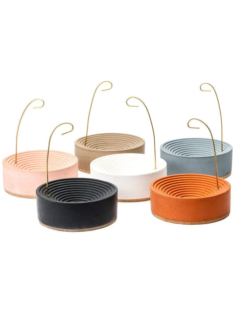 Concentric Bands Concrete Incense Burner | ib87-White
